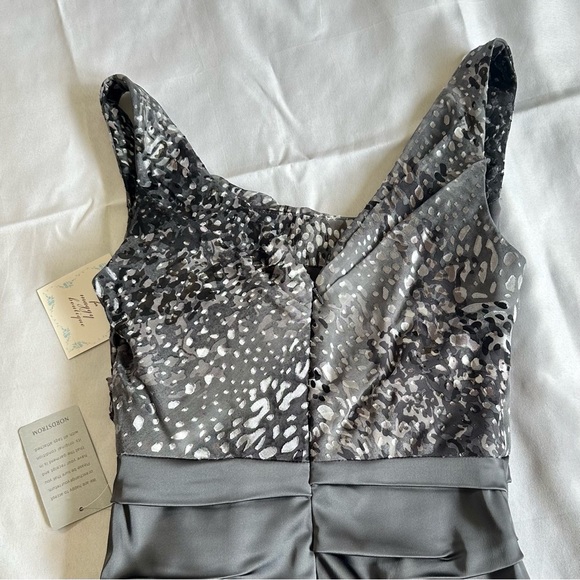 Suzi Chin Maggy Boutique Burnout Bodice Stretch Satin Sheath Dress NWT - Picture 4 of 9